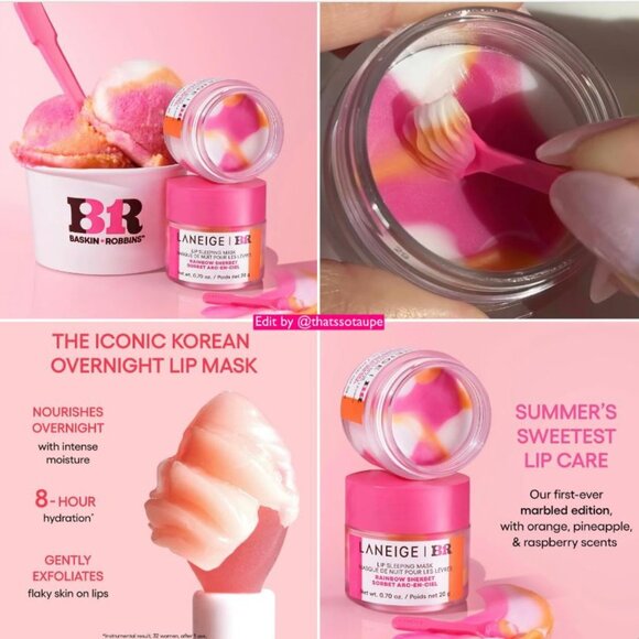 LANEIGE  Lip  Mask BR Rainbow Sherbet & Glowy Balm Stardust Pink Supernova NIB - Picture 3 of 6